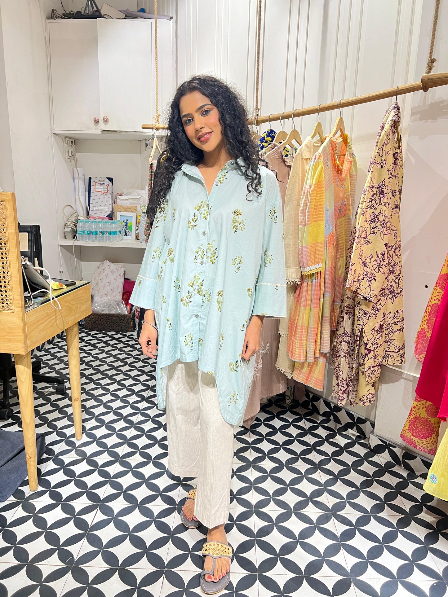 AQUA FLORAL co-ord set