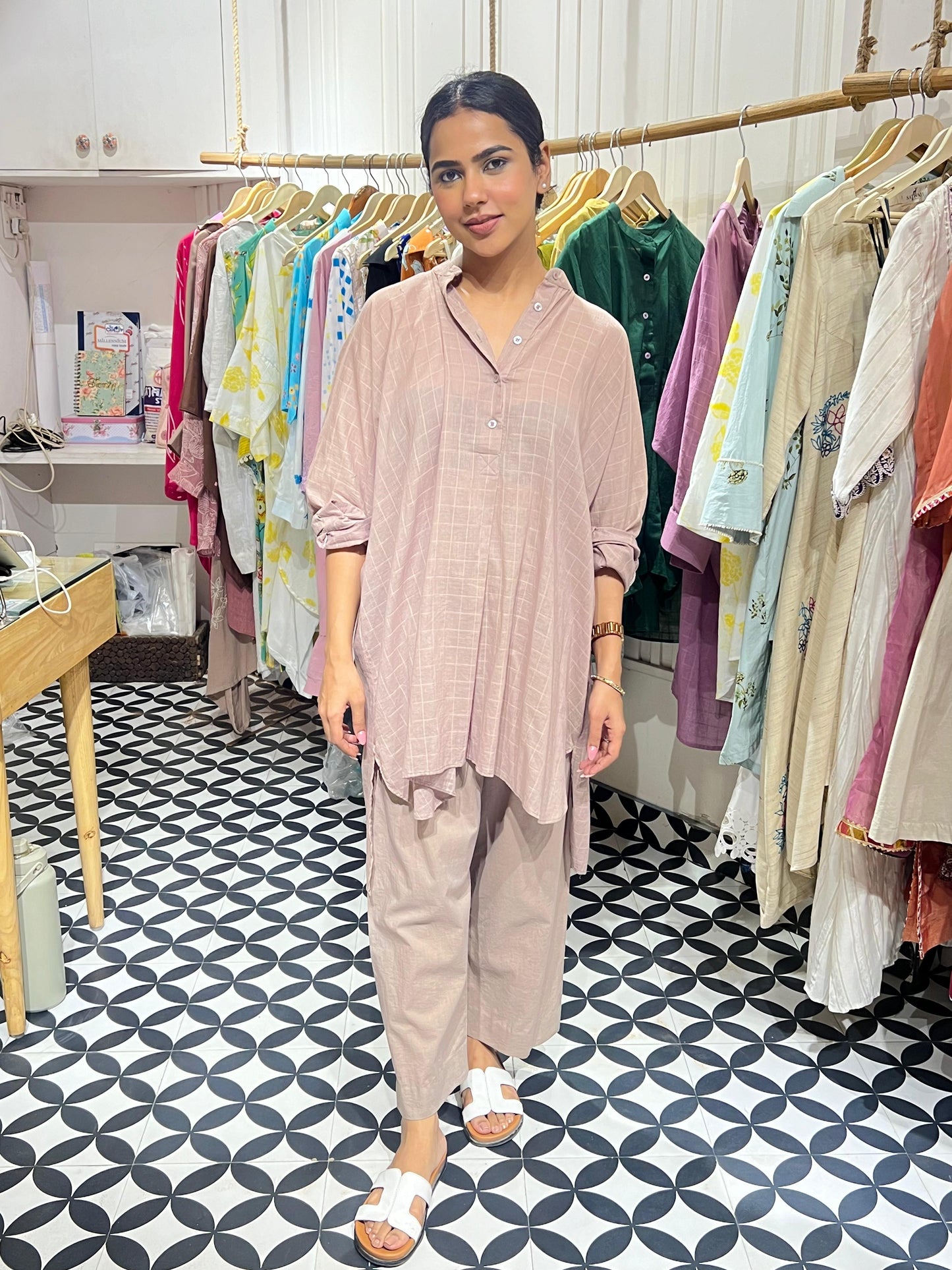 BEIGE CHECKMATE co-ord set