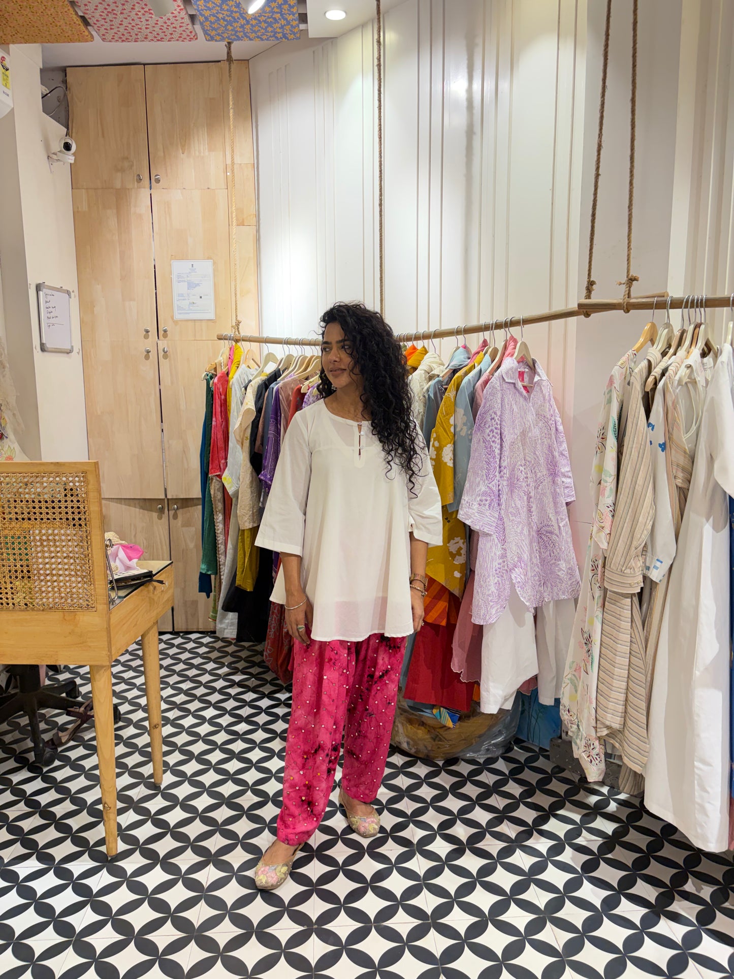 Pink Mirror Work Salwar